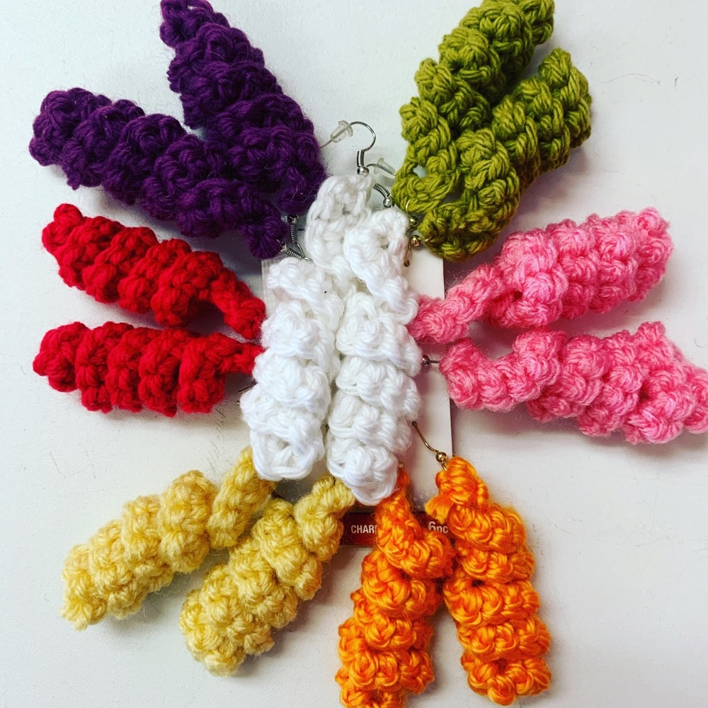 Handmade crochet spiral earrings